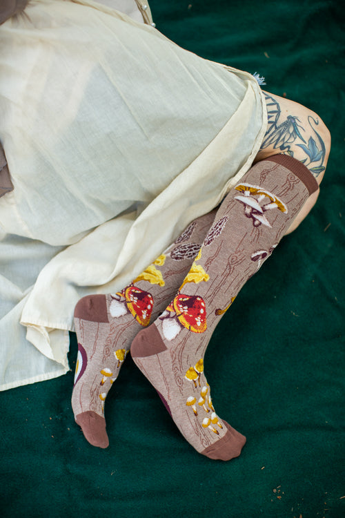 Forest Mushrooms Knee High - Heather Mushroom