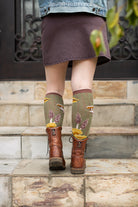 Forest Mushrooms Knee High - Heather Green