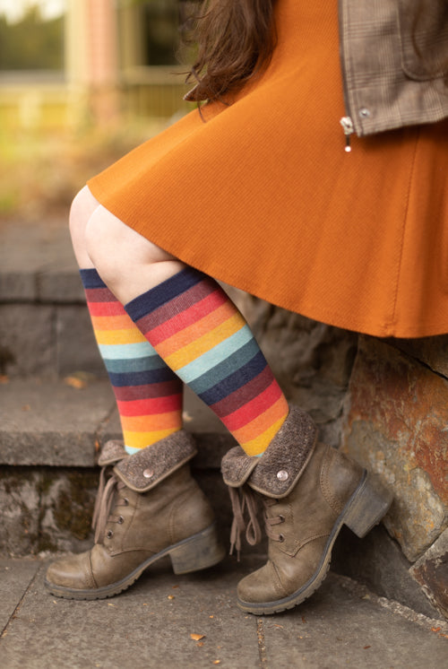 Retro 70's Stripe Knee High