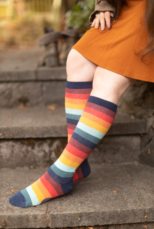 Retro 70's Stripe Knee High