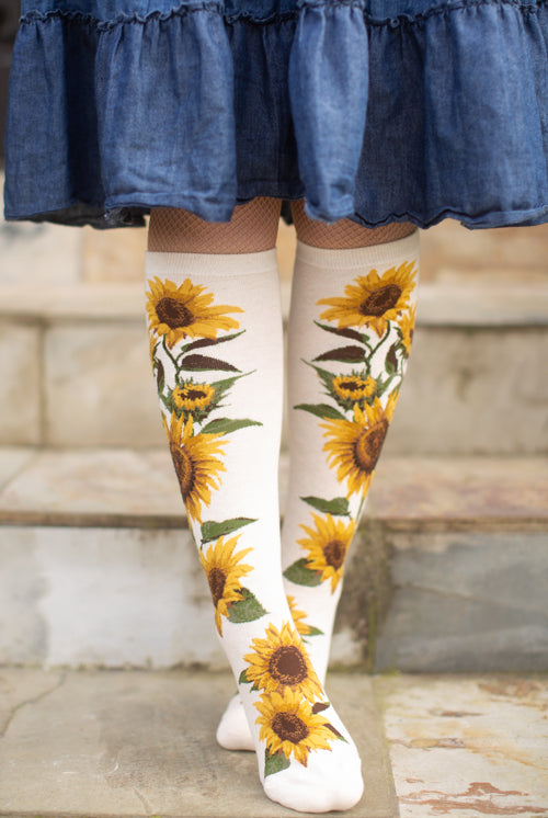 Sunflower Knee High - Heather Cream