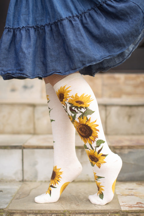 Sunflower Knee High - Heather Cream