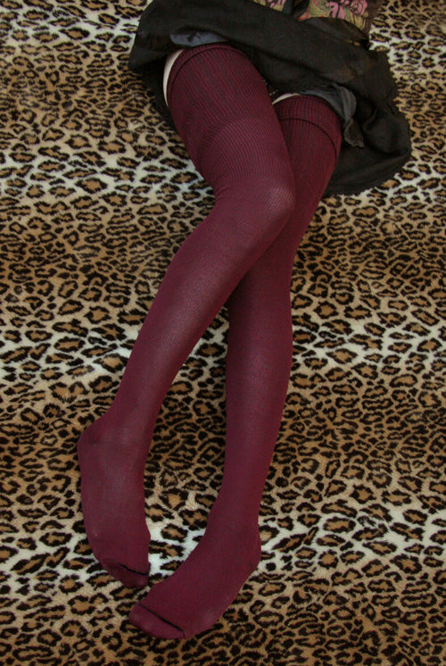 N40 Thigh High Socks - Maroon