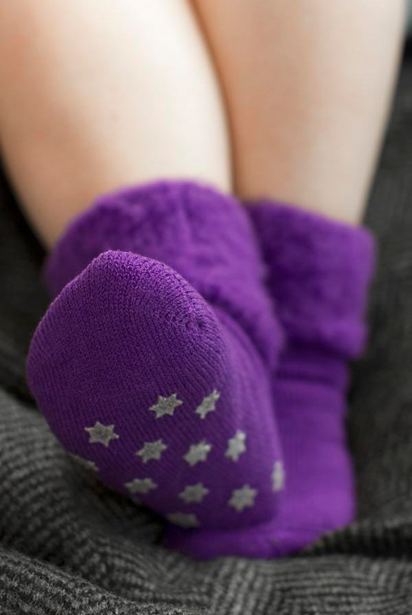 New Zealand Bed Socks with Star Treads - Purple