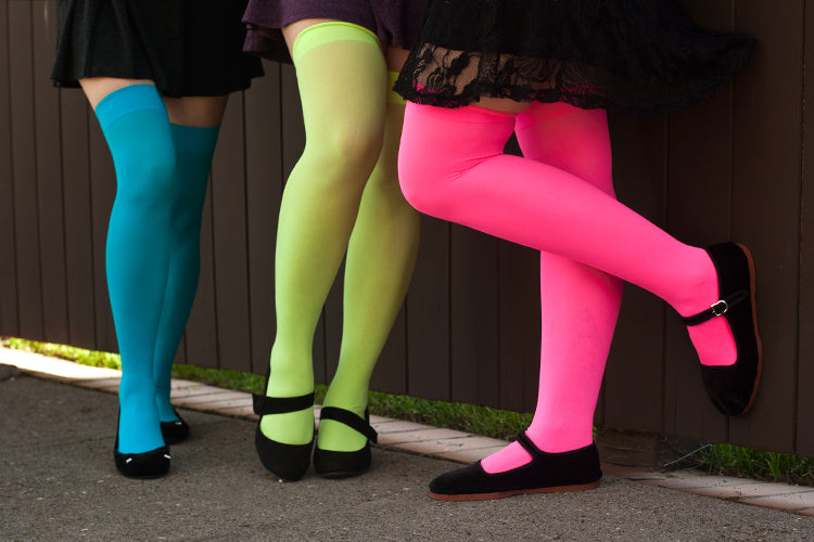 Opaque Nylon Stockings - Neon Pink, Neon Green, Neon Blue group photo