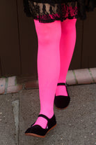 Opaque Nylon Stockings - Neon Pink