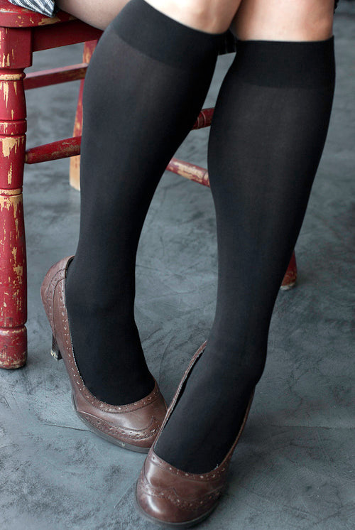 Opaque Solid Nylon Trouser Socks - Black
