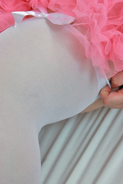 Plus Size Opaque Thigh High Stockings with Bow - White