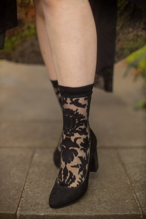 Floral Damask Sheer Crew