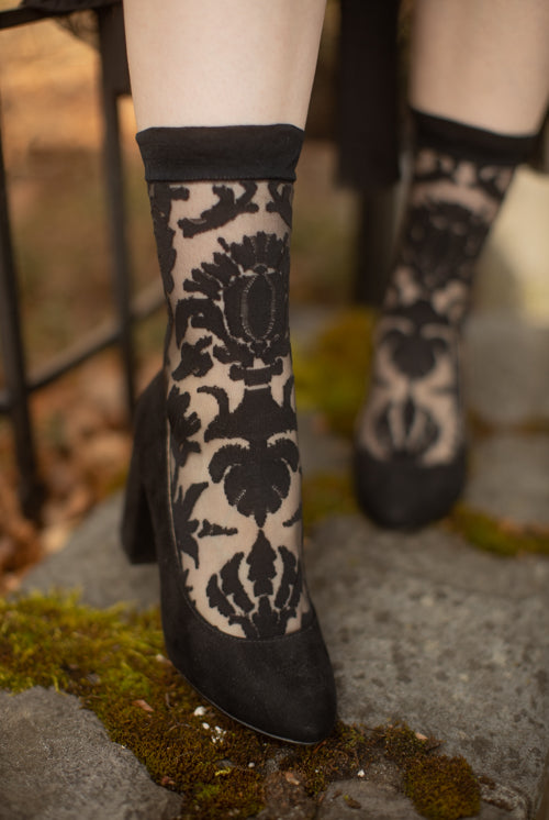 Floral Damask Sheer Crew