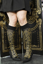Polonova Klimt Spiral Trouser Socks - Black with Gold