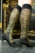 Polonova Klimt Spiral Trouser Socks - Black with Gold