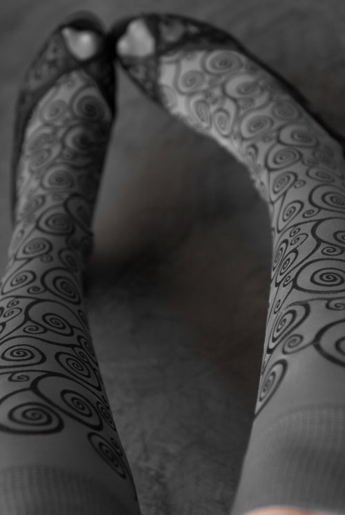 Polonova Klimt Spiral Trouser Socks - Grey with Black