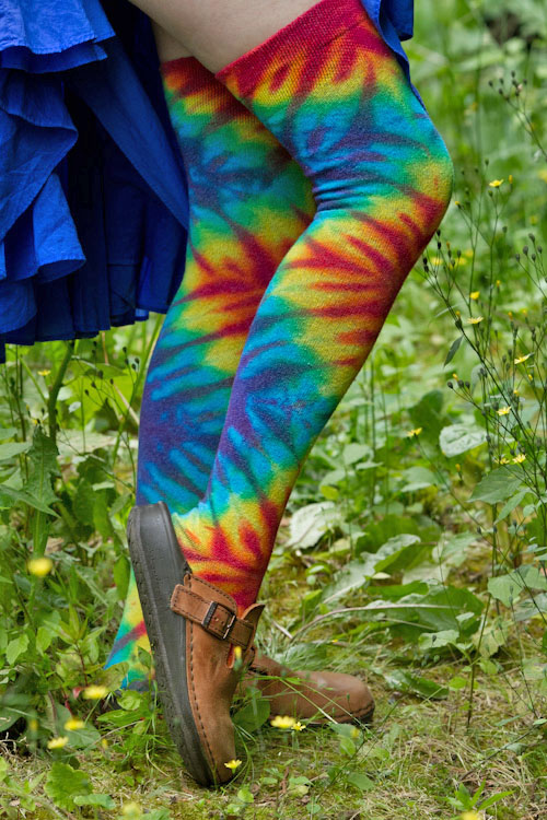 Extraordinary Tie Dye Thigh High - Rainbow Diamonds