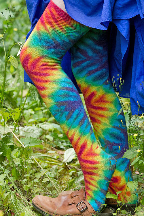 Extraordinary Tie Dye Thigh High - Rainbow Diamonds