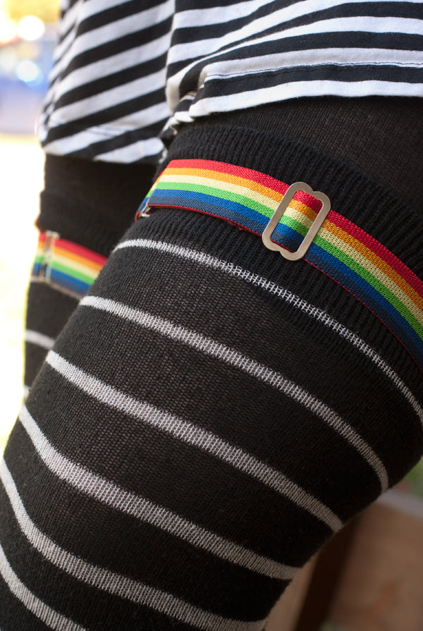 Extra Long Simply Adjustable Rainbow Sock Garters