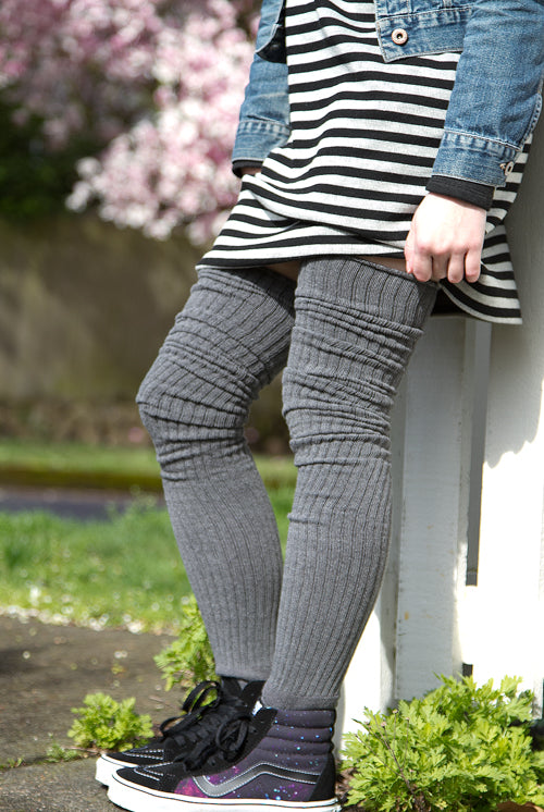 Ribbed M Stockings - Charcoal