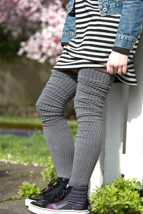Ribbed M Stockings - Charcoal