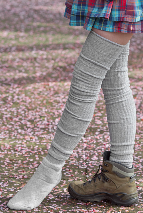 Ribbed M Stockings - Grey