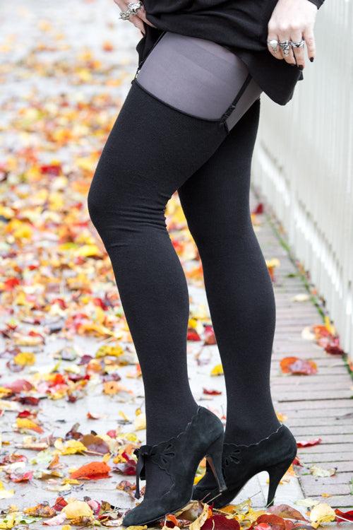 Longer Roll Top Extraordinary Thigh High - Black