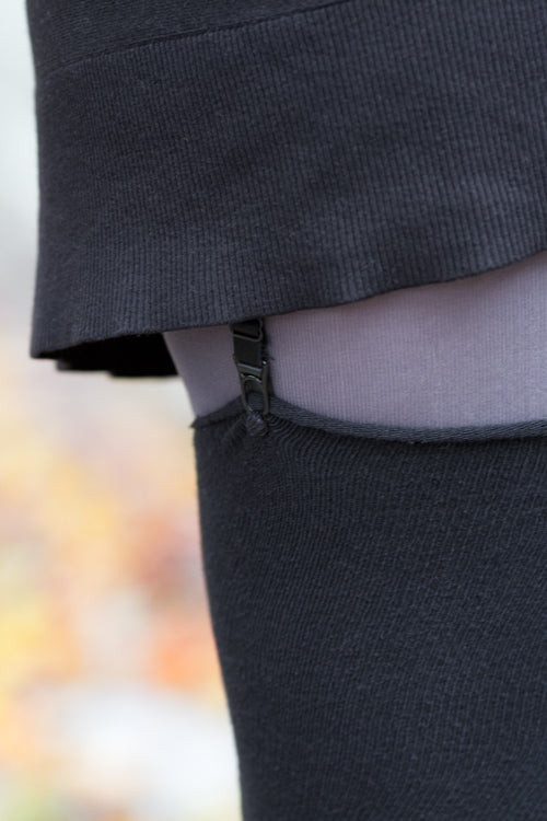 Extraordinarily Longer Roll Top Thigh High - Black