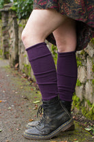 Roll Top Knee Socks - Plum