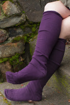 Roll Top Knee Socks - Plum