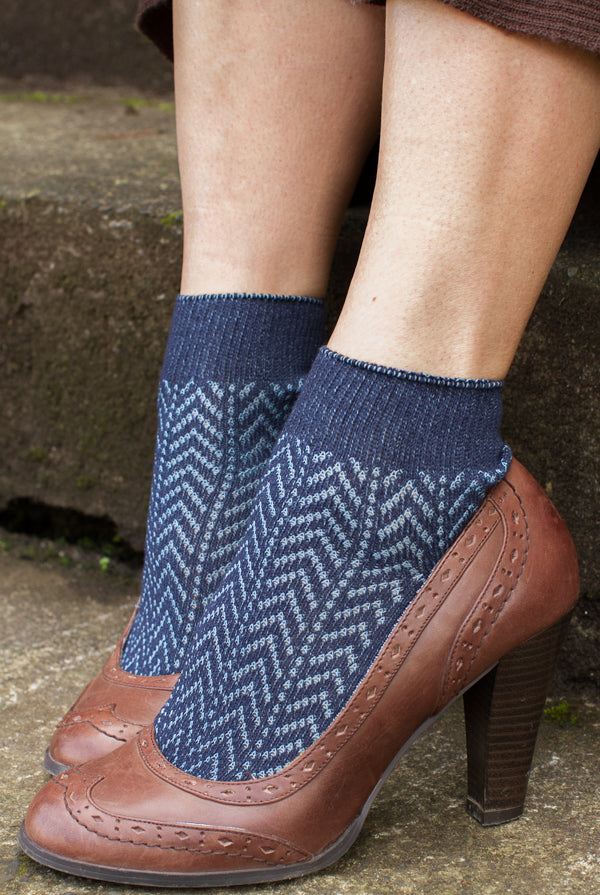 Shorty Chevron Anklet - Dark Denim