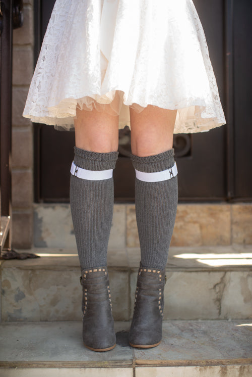 Cuffable Scrunchable Knee High Socks - Charcoal