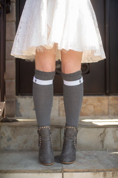 Cuffable Scrunchable Knee High Socks - Charcoal