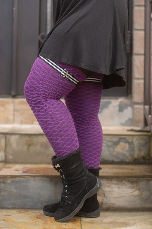 Extra Long Simply Adjustable Sock Garters - Black with White Stripes