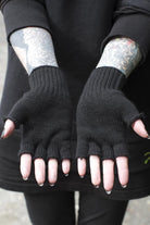 Knit Fingerless Gloves - Black