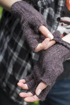 Knit Fingerless Gloves - Grape Bloom