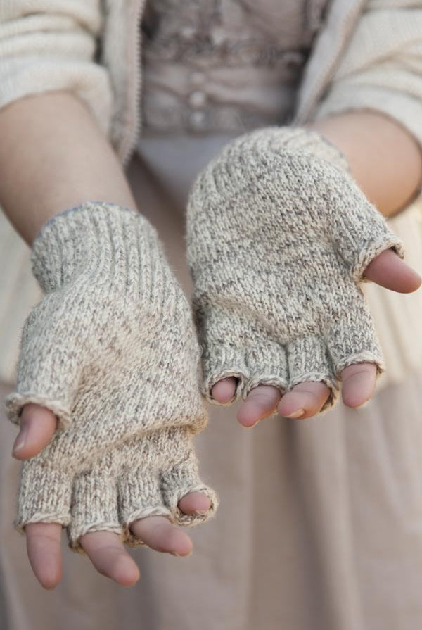 Wool Fingerless Gloves - Oatmeal