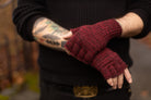 Wool Fingerless Gloves - Burgundy