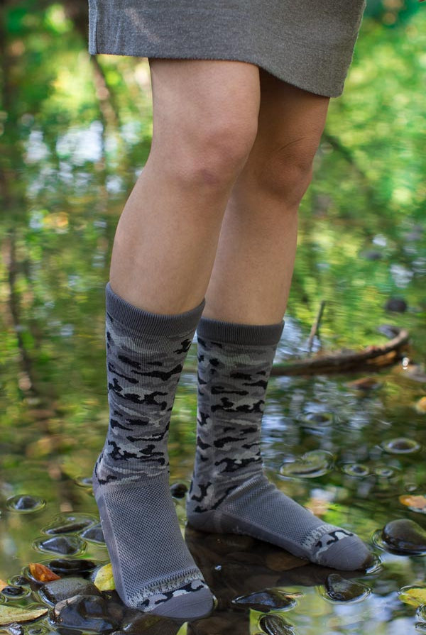Crosspoint Camo Waterproof Socks - Grey - Small/Medium