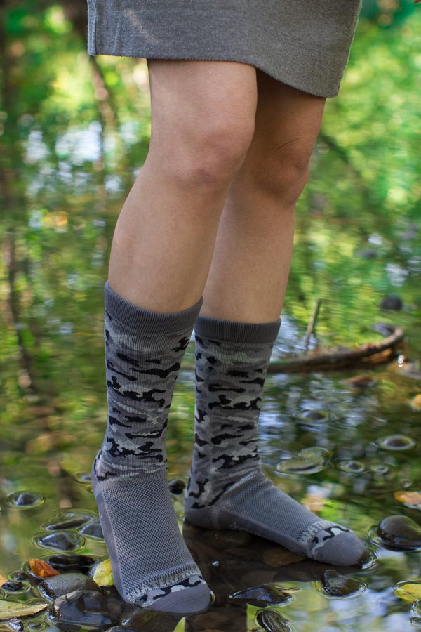 Crosspoint Camo Waterproof Socks - Grey - Small/Medium