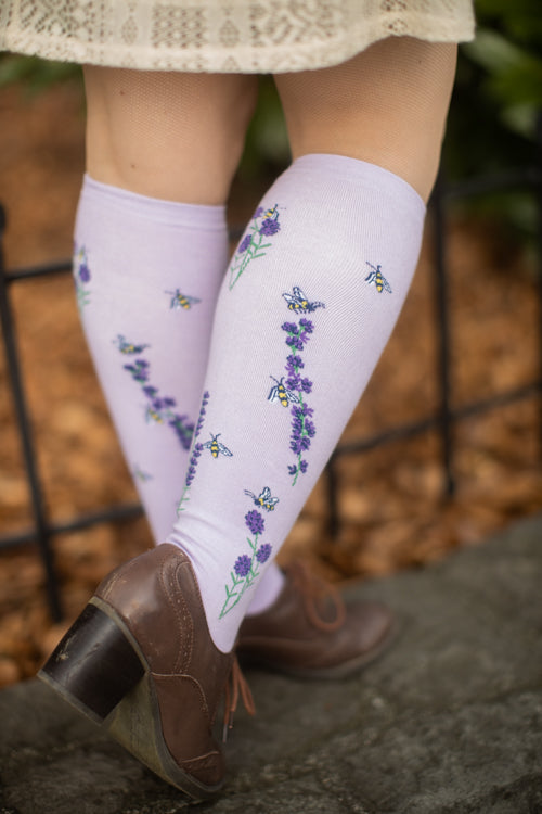 Bees and Lavender Stretch It Knee High