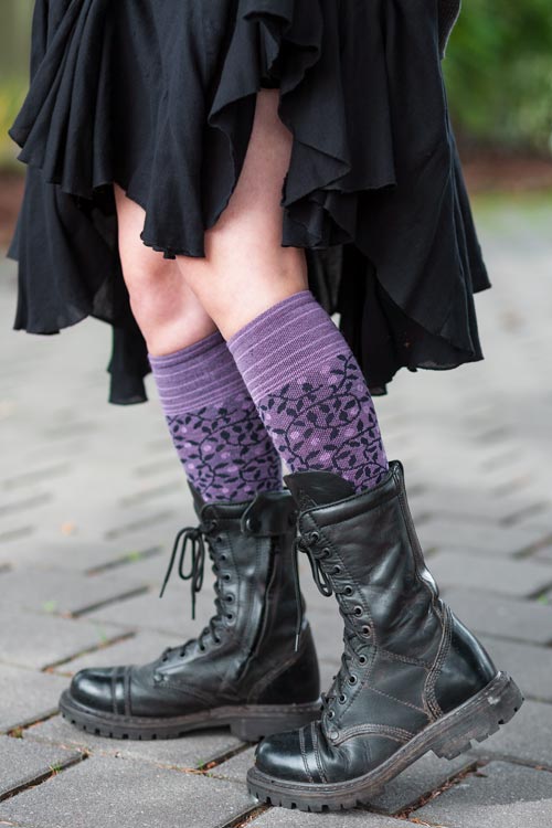 New Leaf Compression Knee High - Plum - Small/Medium
