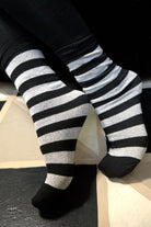 Simply Striped Tube Socks - Black/White