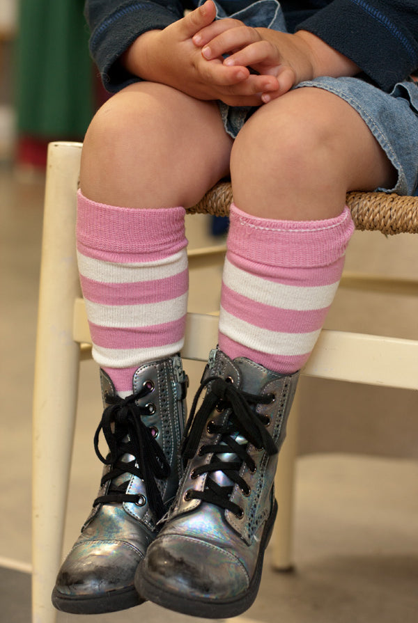 Simply Striped Tube Socks - Bubblegum/Sweet Cream