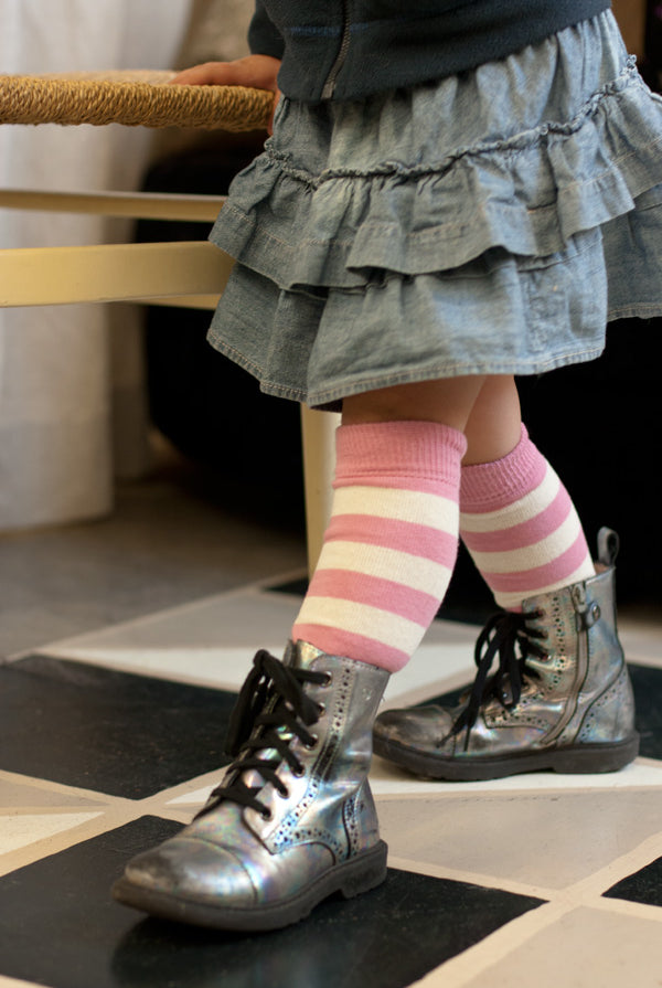 Simply Striped Tube Socks - Bubblegum/Sweet Cream