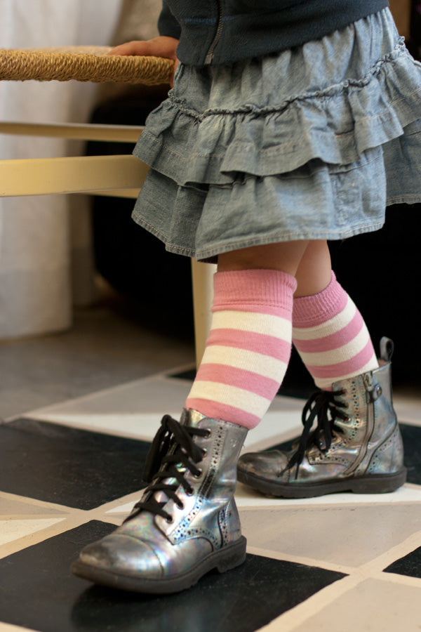 Simply Striped Tube Socks - Bubblegum/Sweet Cream