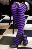 Striped Over the Knee - Black & Purple