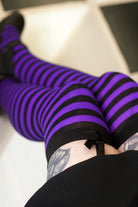 Striped Over the Knee - Black & Purple