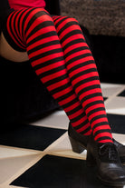 Striped Over the Knee - Black & Red