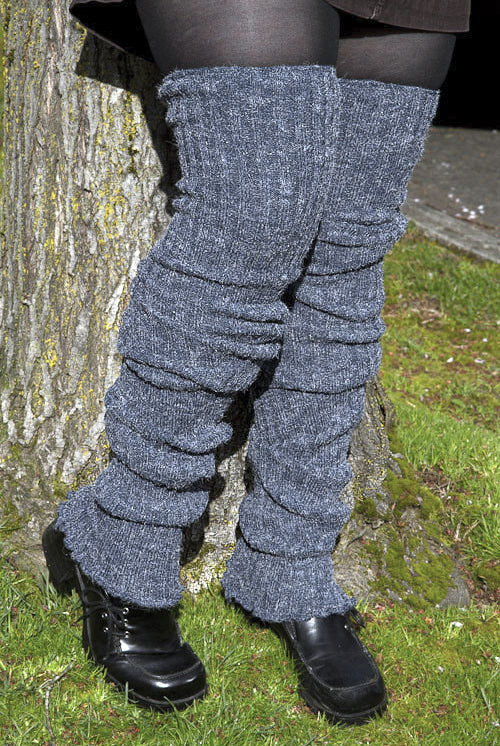 Super-Long Ribbed Leg Warmers - Denim