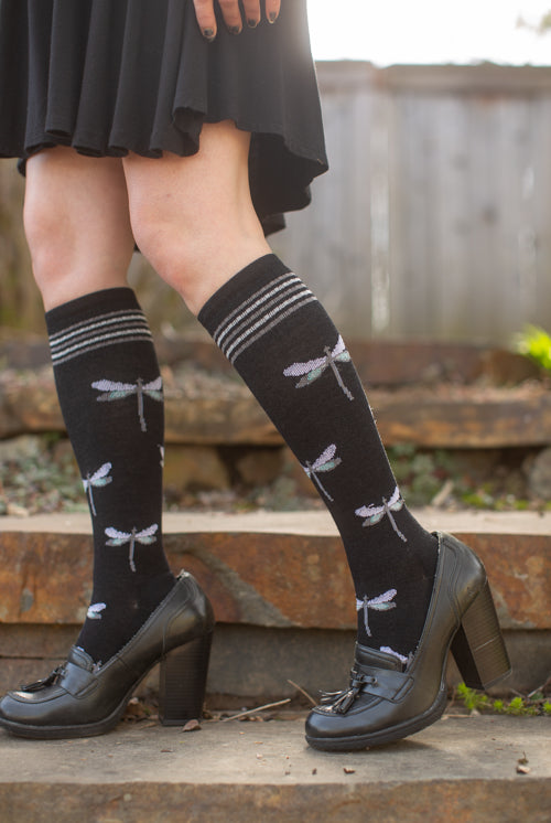 Dragonfly Compression Knee High - Black