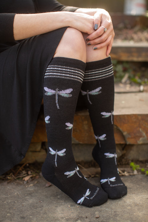 Dragonfly Compression Knee High - Black