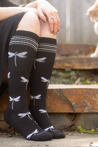 Dragonfly Compression Knee High - Black